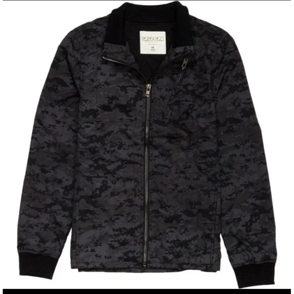 EZEKIEL Black Whamo Camo Quilt Insulated Jacket Coat Camouflage Mens size Medium